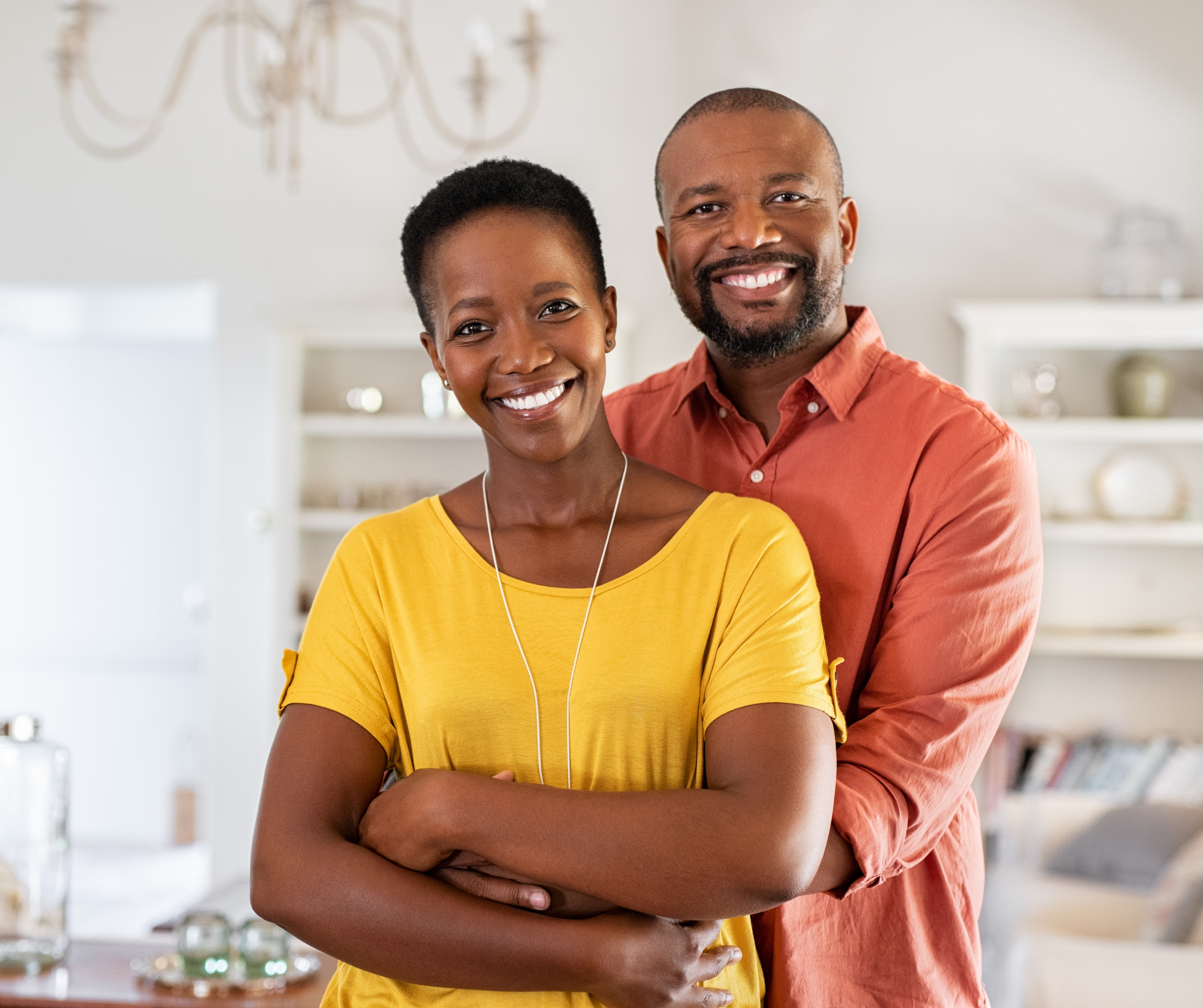 Batswana couple smiling.
