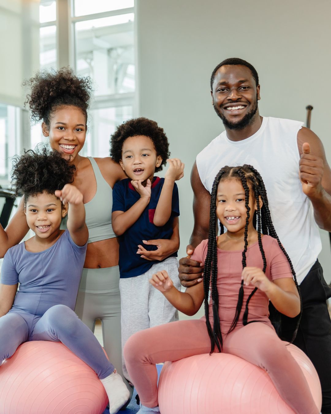 African family in the gym