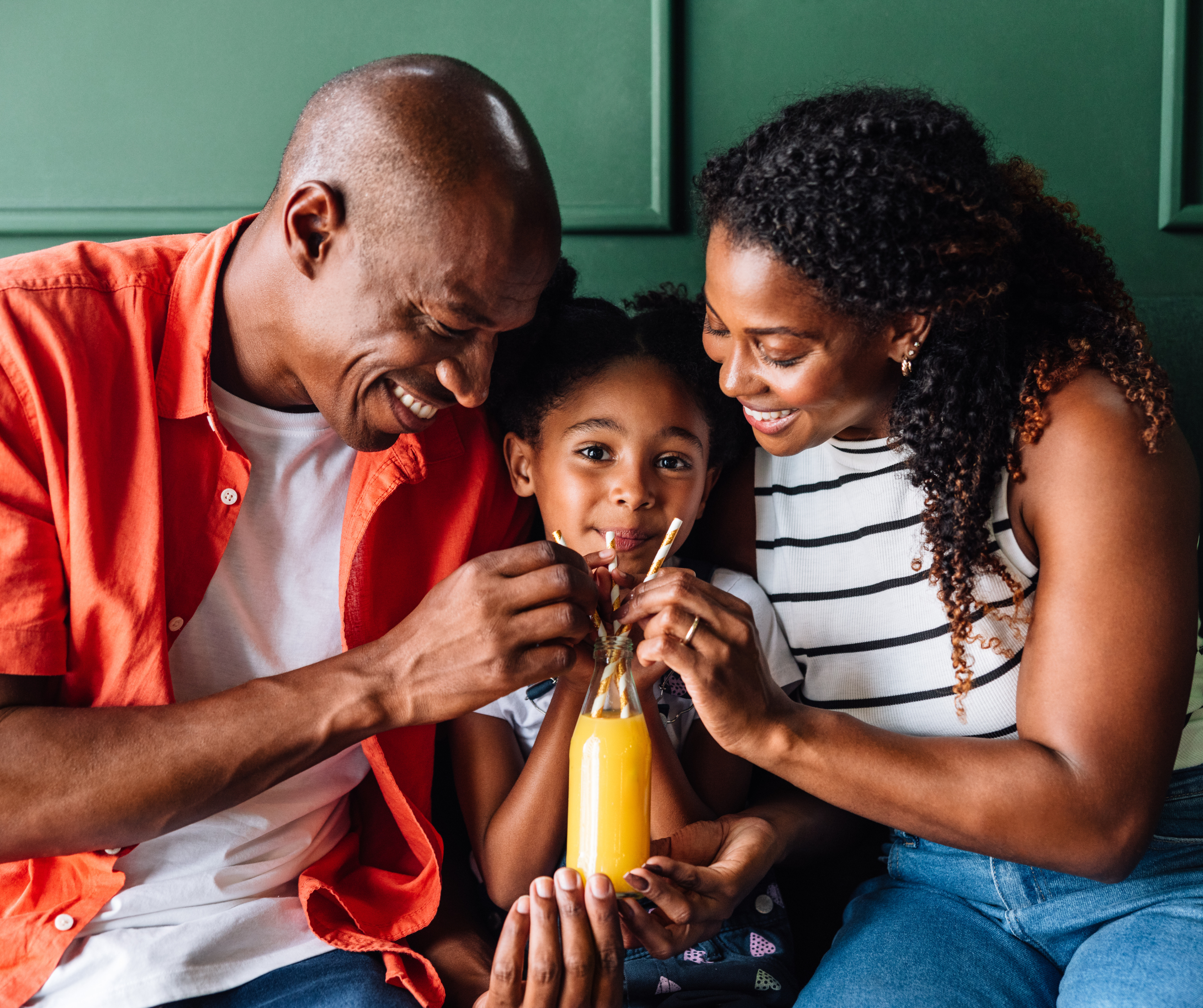 Batswana Family Sharing a Milkshake