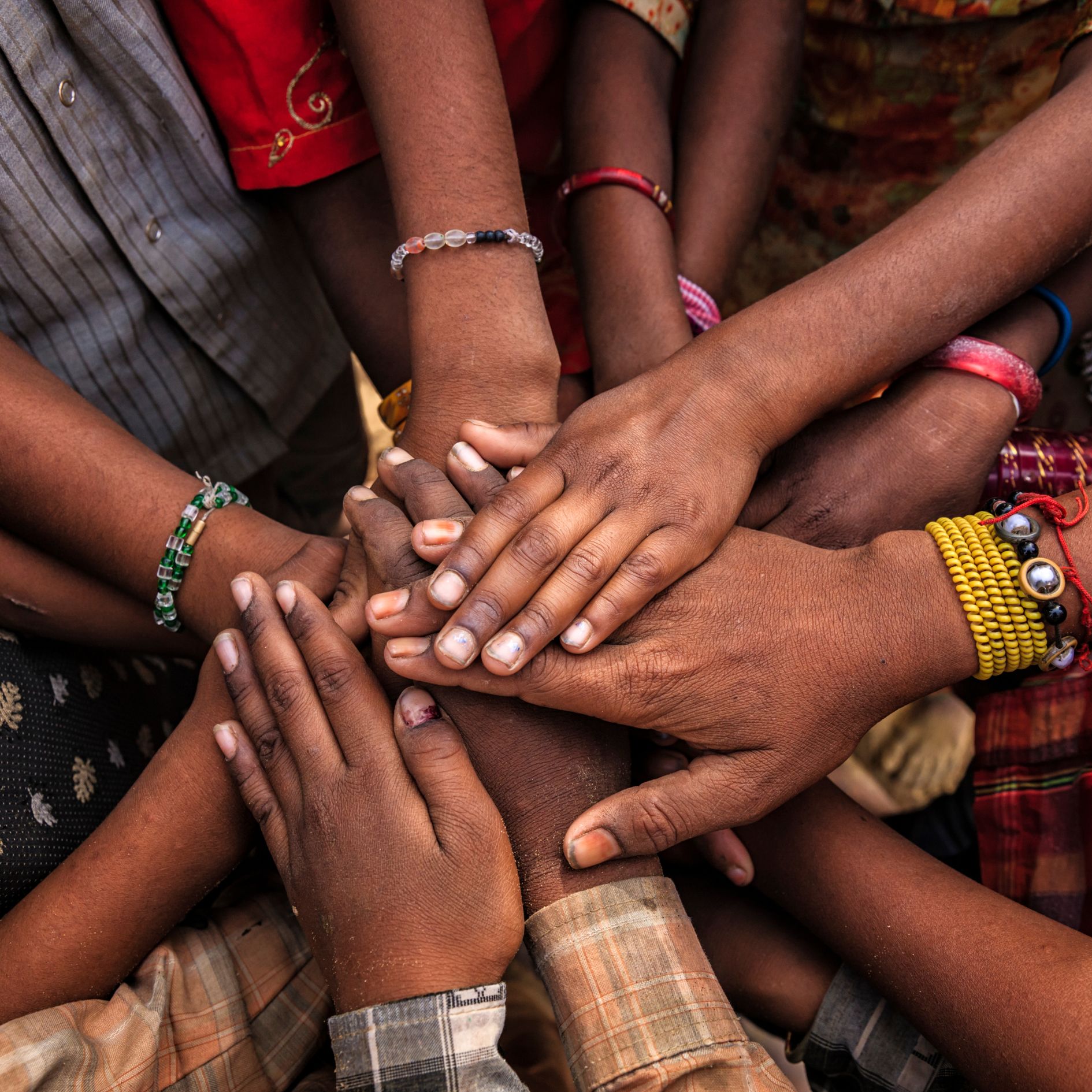 Group of hands in circle like a team