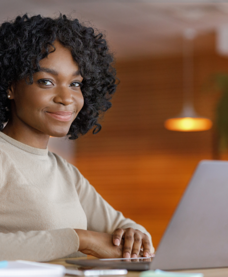 Batswana Woman Sitting at Her Laptop