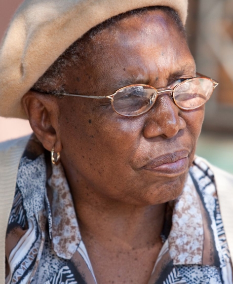 Elderly women smiling outside